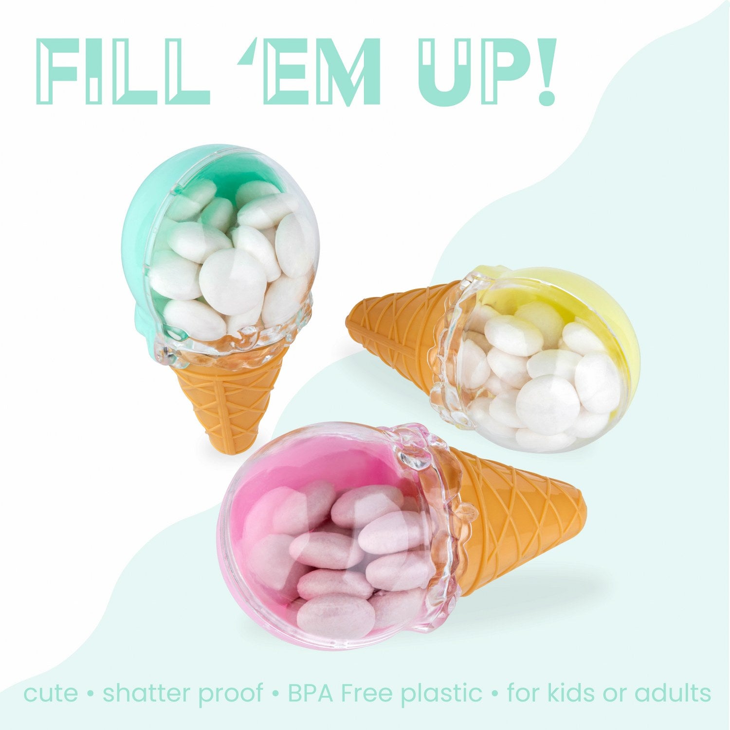 Ice Cream Shaped Acrylic Candy Boxes 12 Pack 2.36"X4.33"